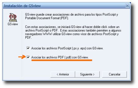 captura instalalcion GSview - asociar archivos PDF